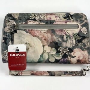 My Big Fat Wallet Pink Green Floral Zipper Clutch